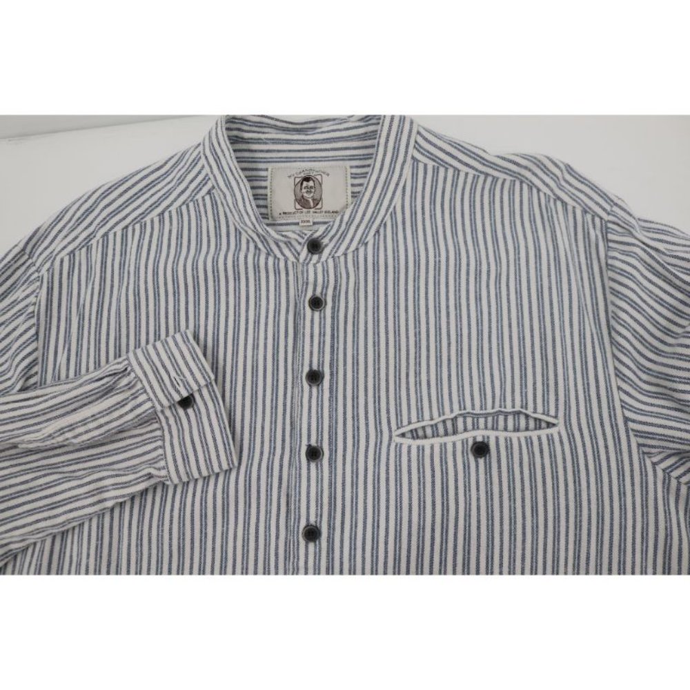 Lee Valley Ireland mens XXL my grandfather shirt popover striped cotton henley